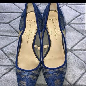 Jessica Simpson blue lace heels